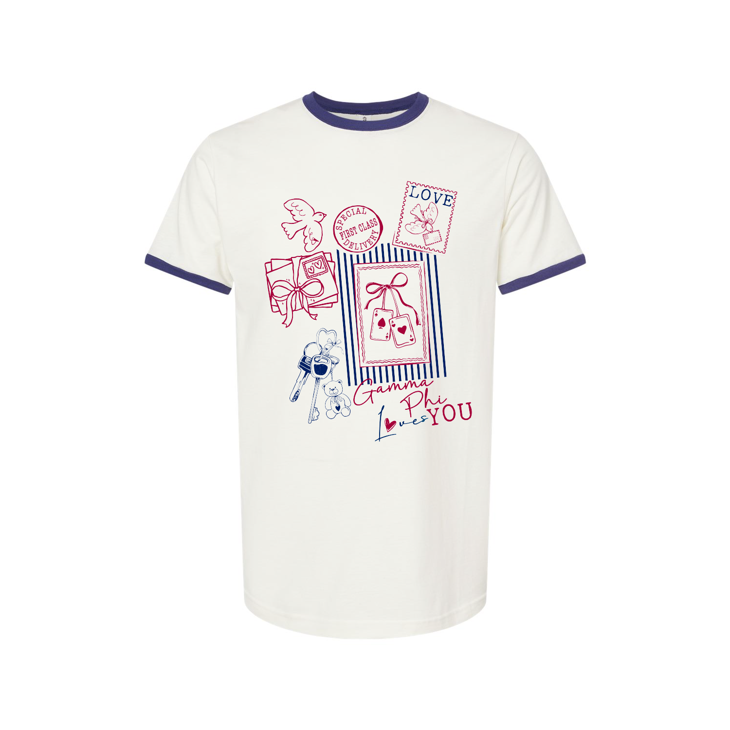 Collage Ringer Tee - Blue