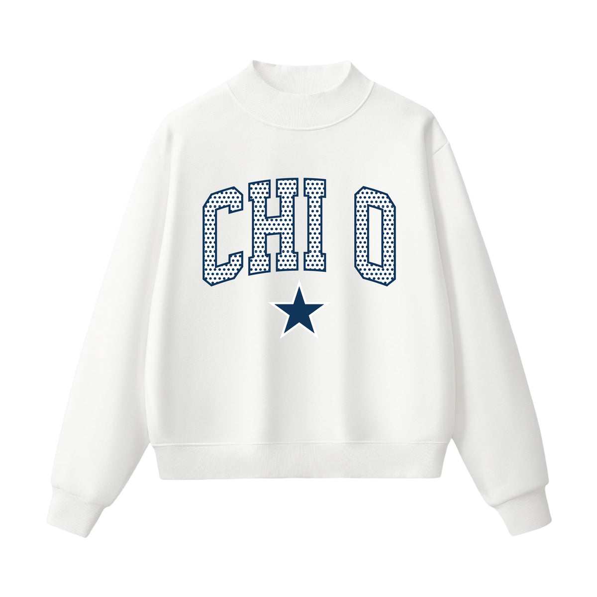 Chi Omega  Polka Dot Mock Neck