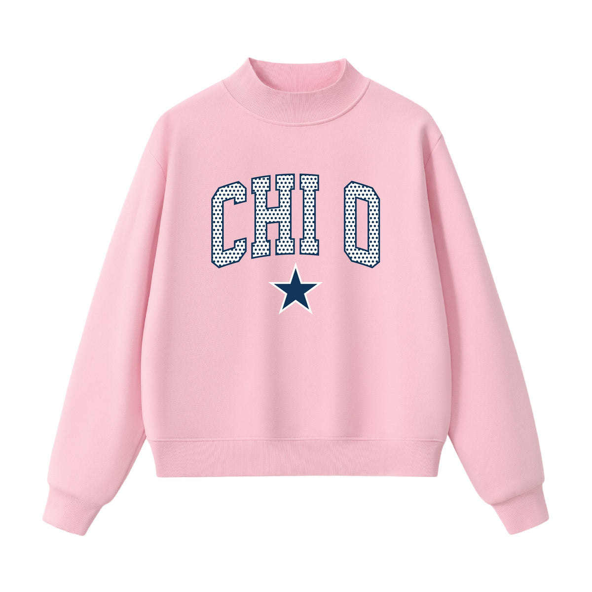 Chi O Polka Dot Mock Neck