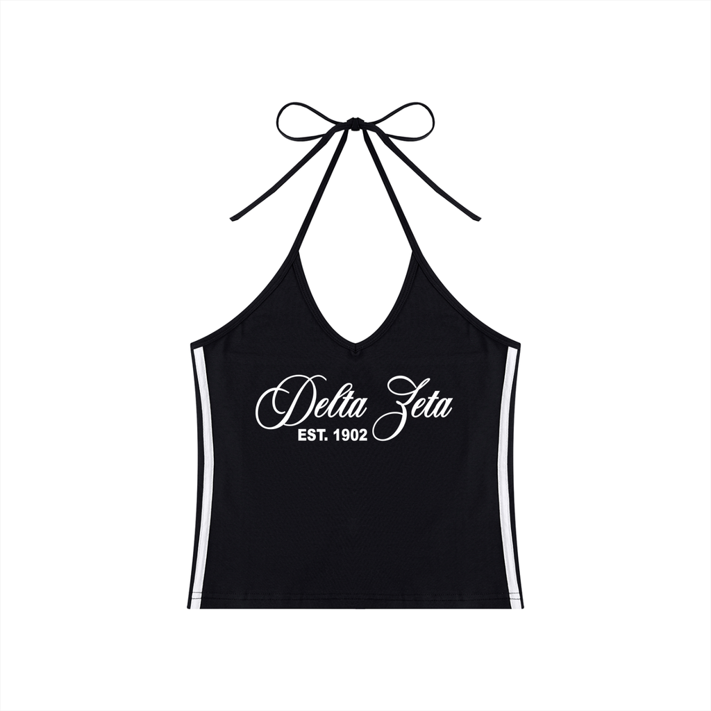 Women's Color Block Halter Crop Tank Top