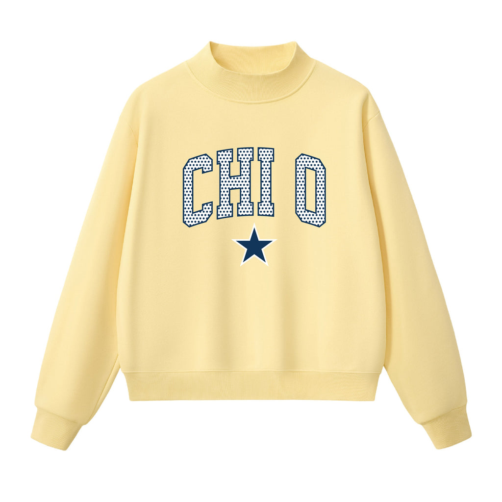 Chi O Polka Dot Mock Neck