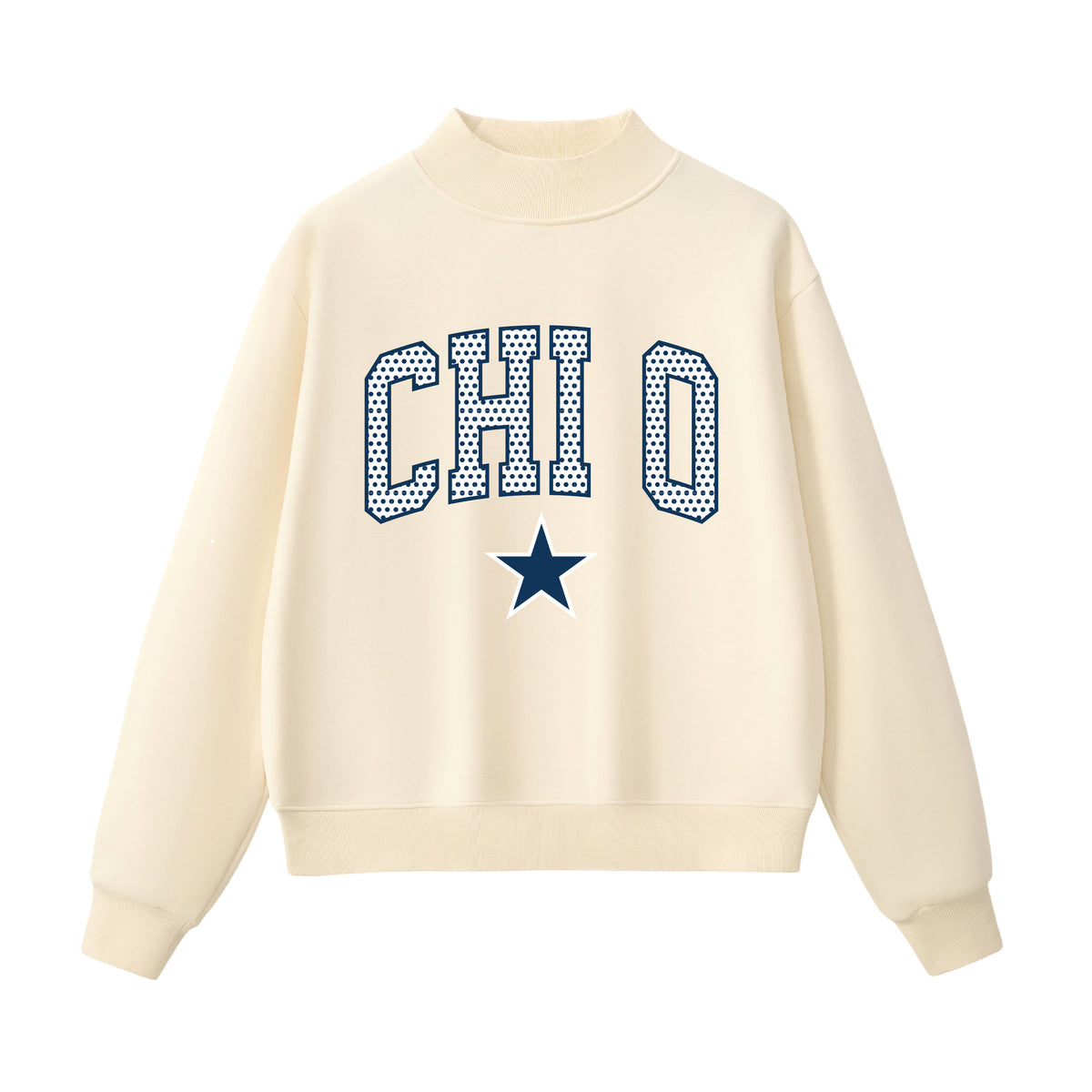 Chi Omega  Polka Dot Mock Neck