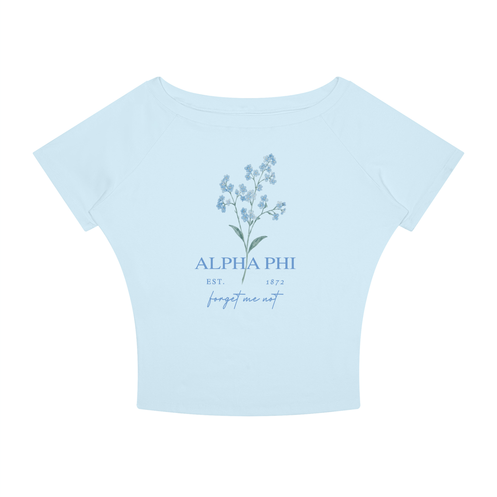 Alpha Phi Forget Me Not  Boatneck Tee
