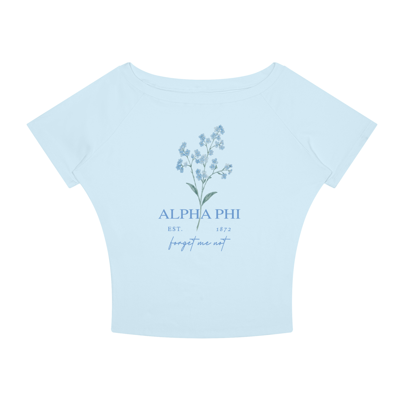 Alpha Phi Forget Me Not  Boatneck Tee