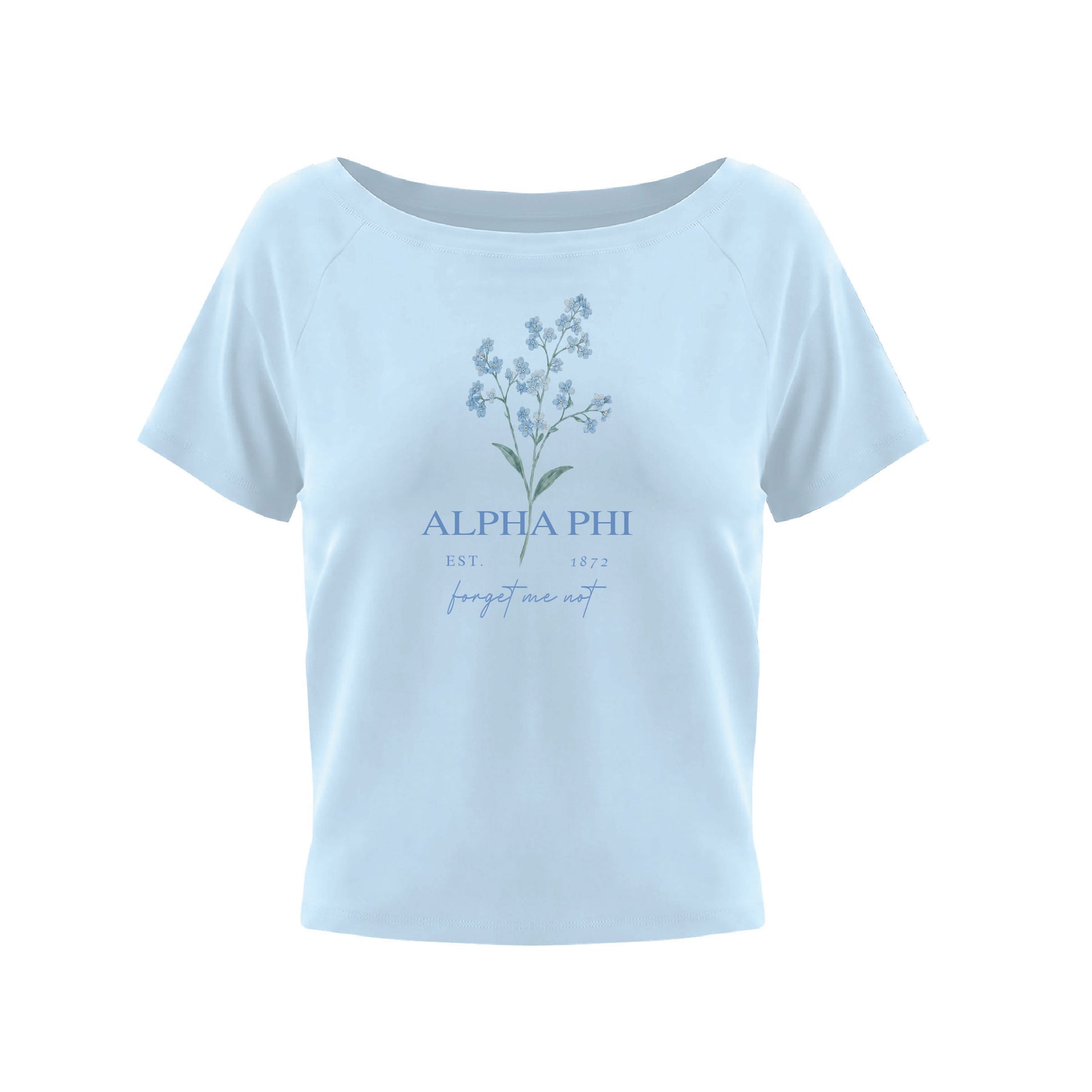 Alpha Phi Forget Me Not  Boatneck Tee