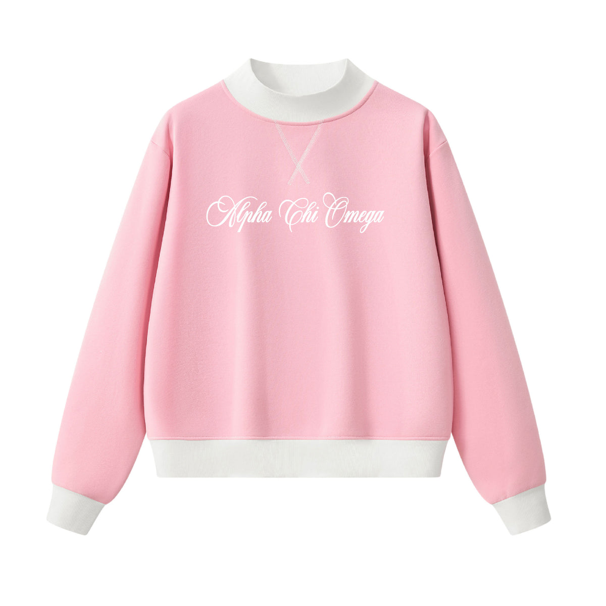 Alpha Chi Omega  Script Color Block Mock Neck