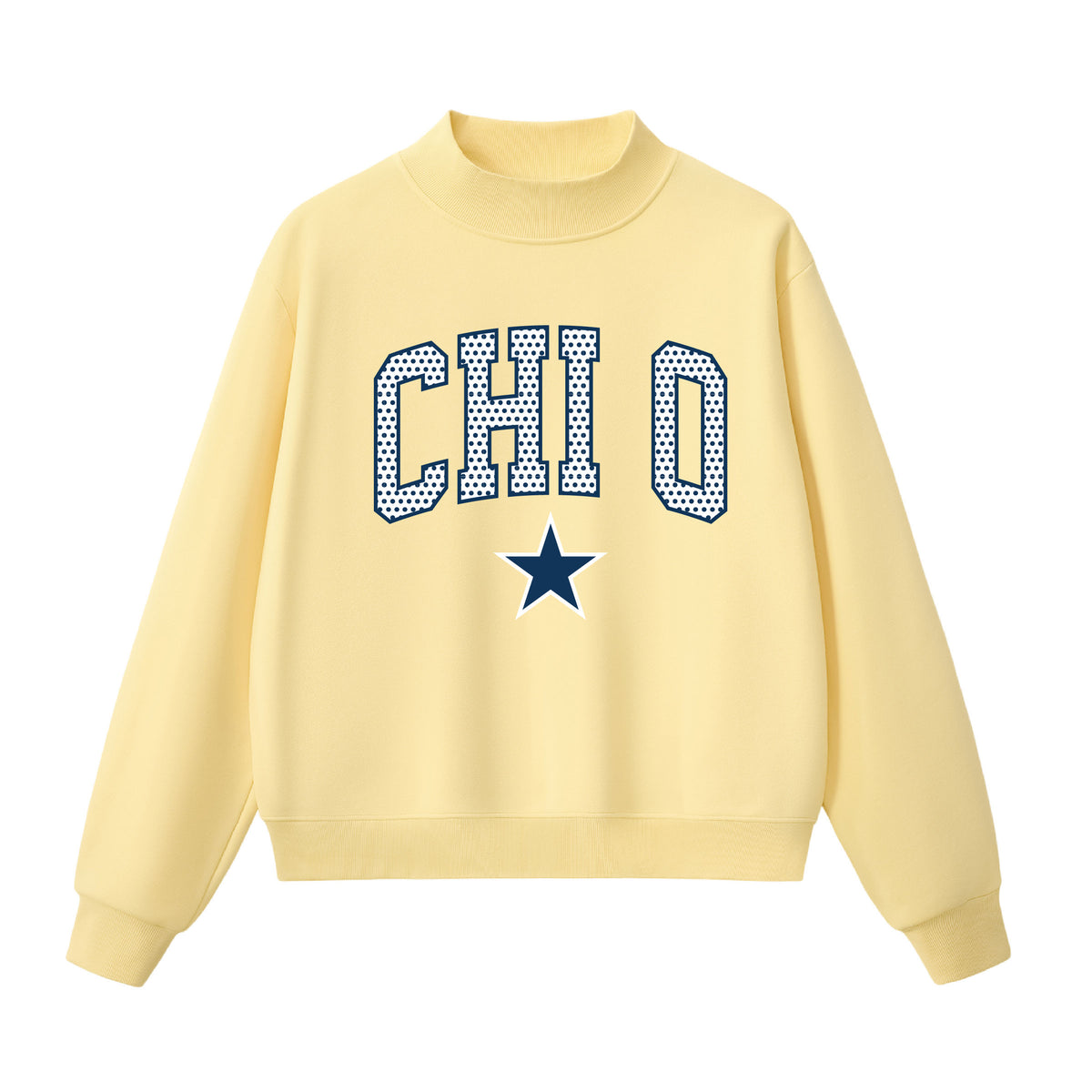 Chi Omega  Polka Dot Mock Neck