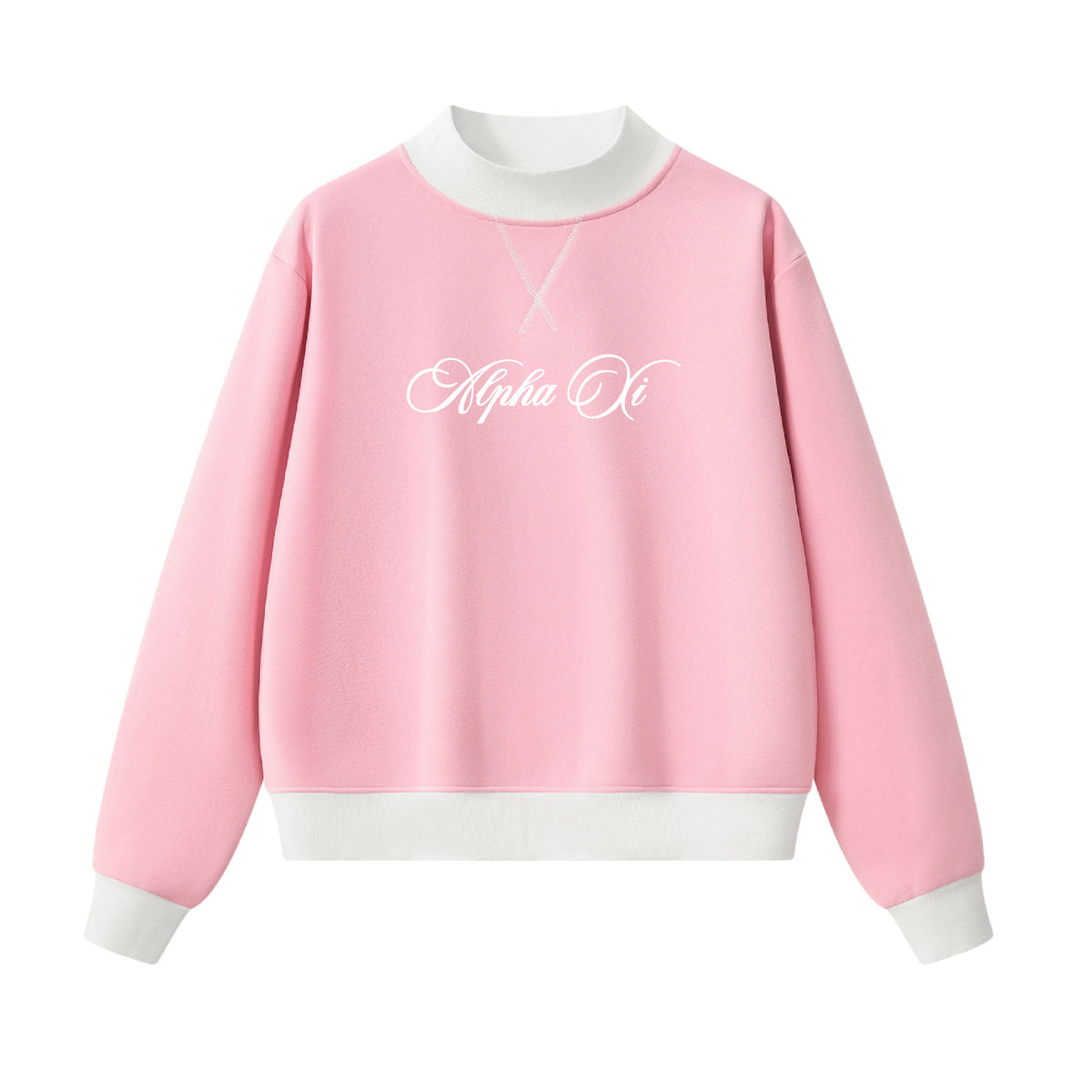 Alpha Xi Delta Script Color Block Mock Neck