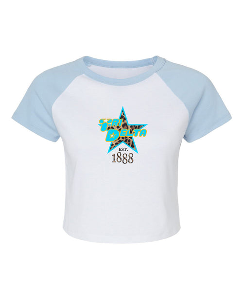 Cheetah Star Baby Tee- Lt Blue