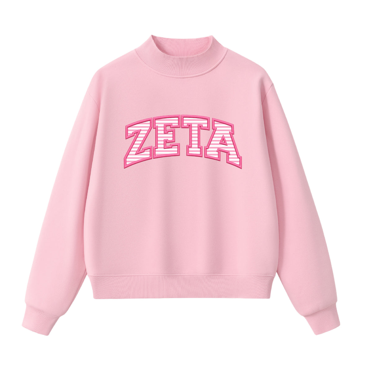Zeta Tau Alpha Stripe Applique Mock Neck