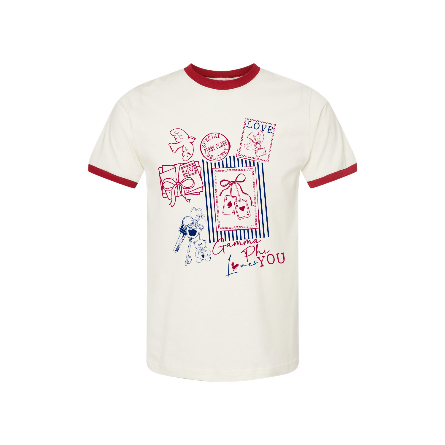 Collage Ringer Tee - Red