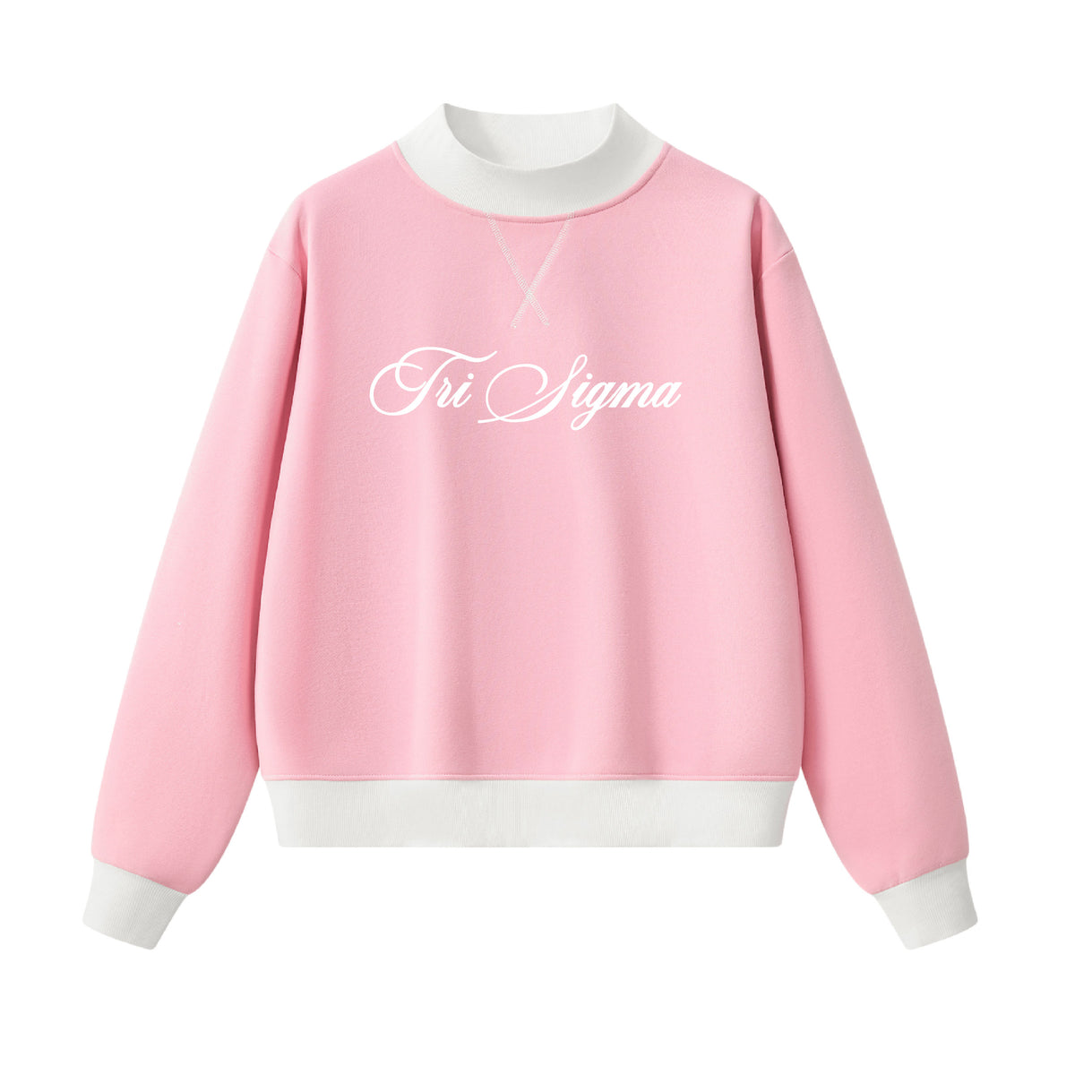 Sigma Sigma Sigma  Script Color Block Mock Neck