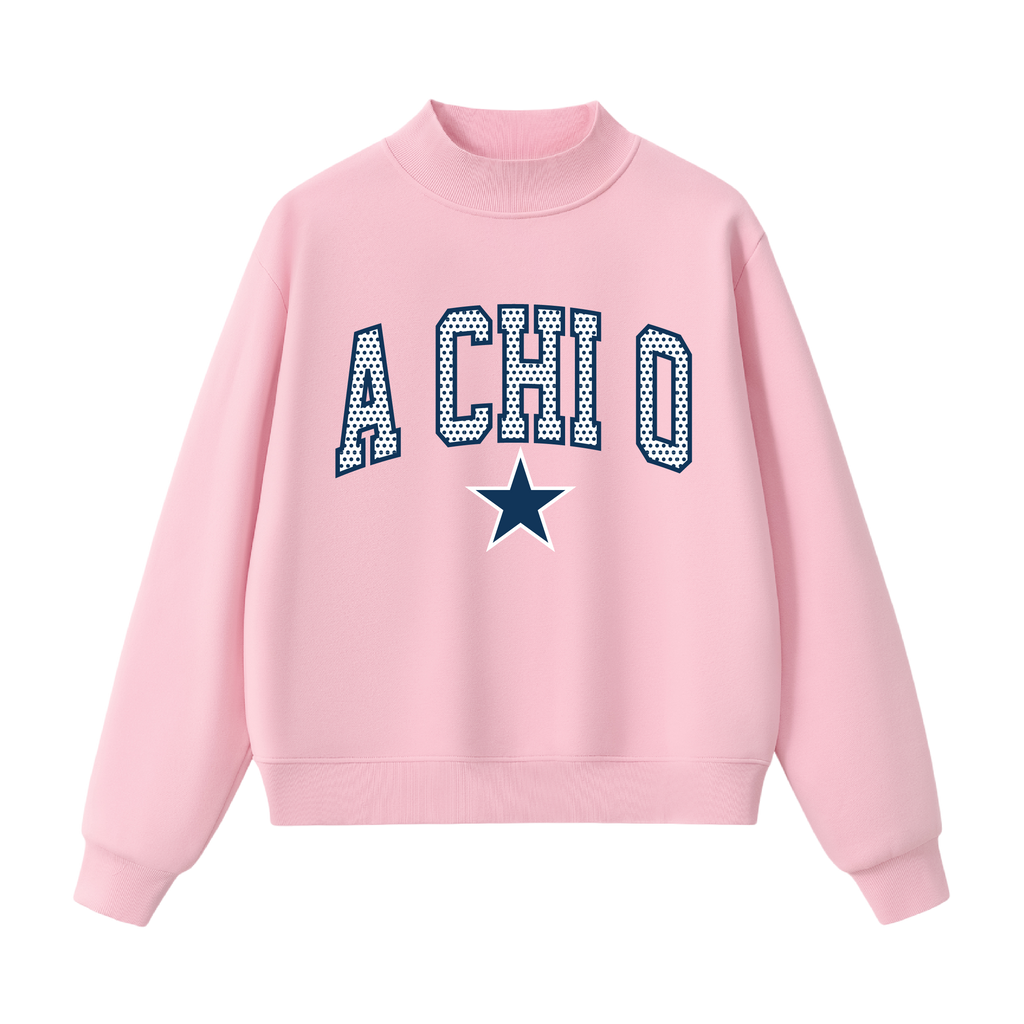 A Chi O Polka Dot Mock Neck