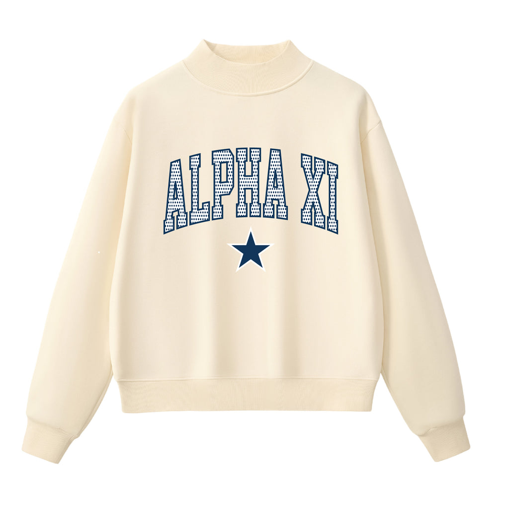 Alpha Xi Polka Dot  Mock Neck