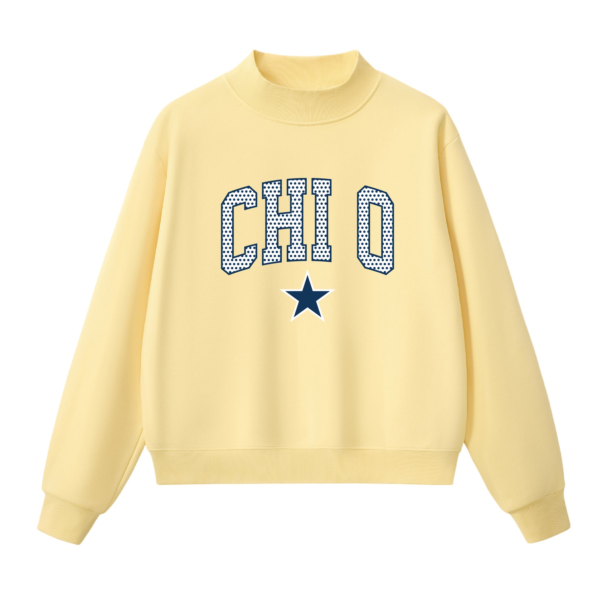 Chi O Polka Dot Mock Neck