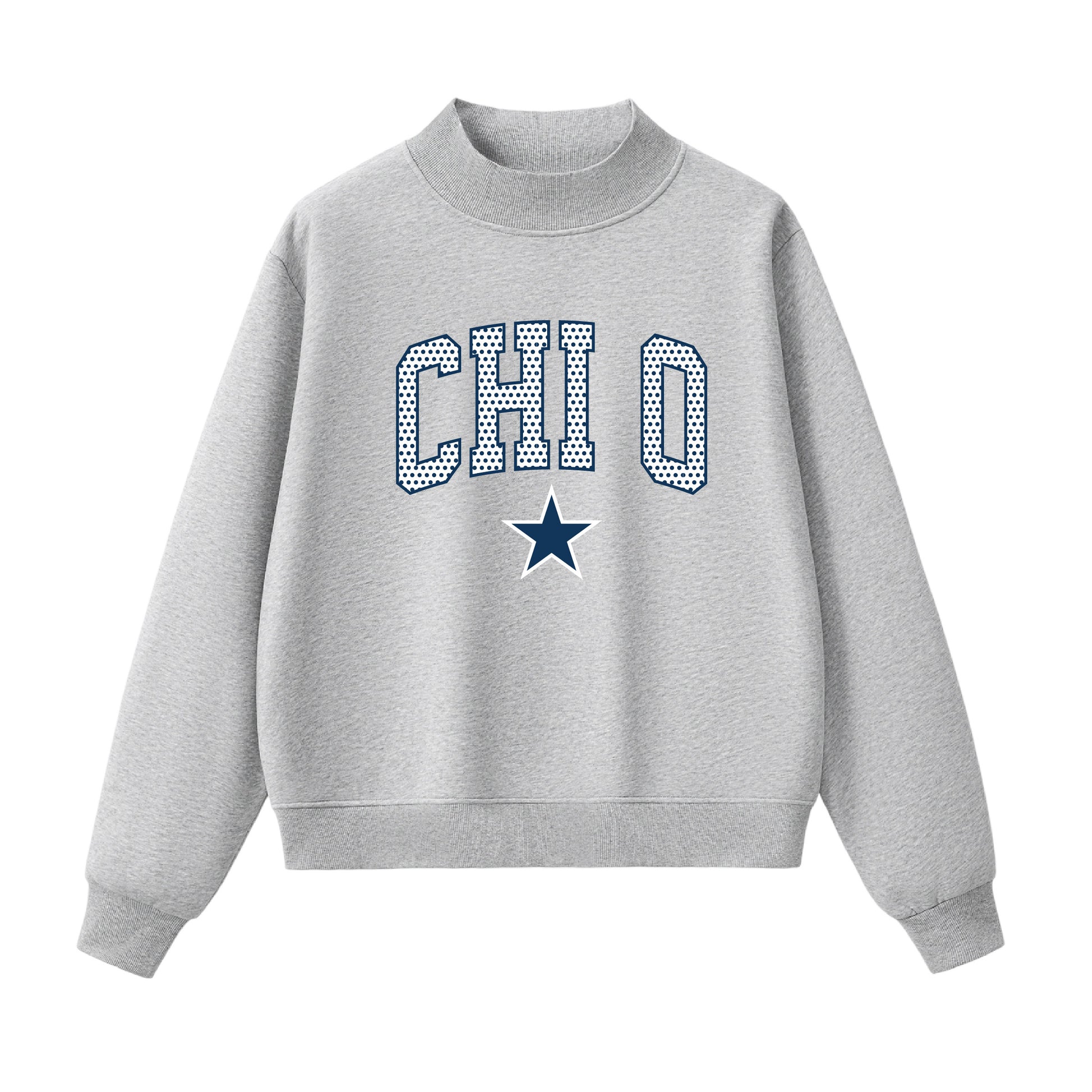 Chi O Polka Dot Mock Neck