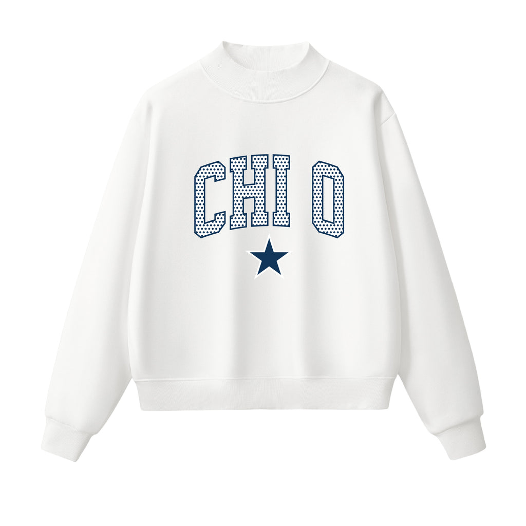 Chi O Polka Dot Mock Neck
