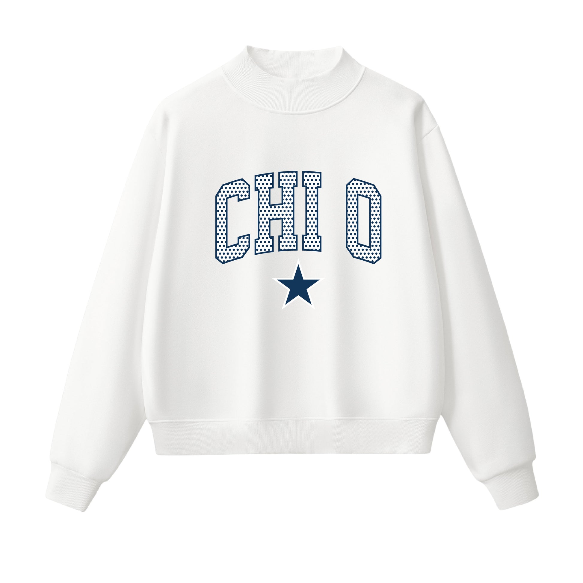 Chi O Polka Dot Mock Neck