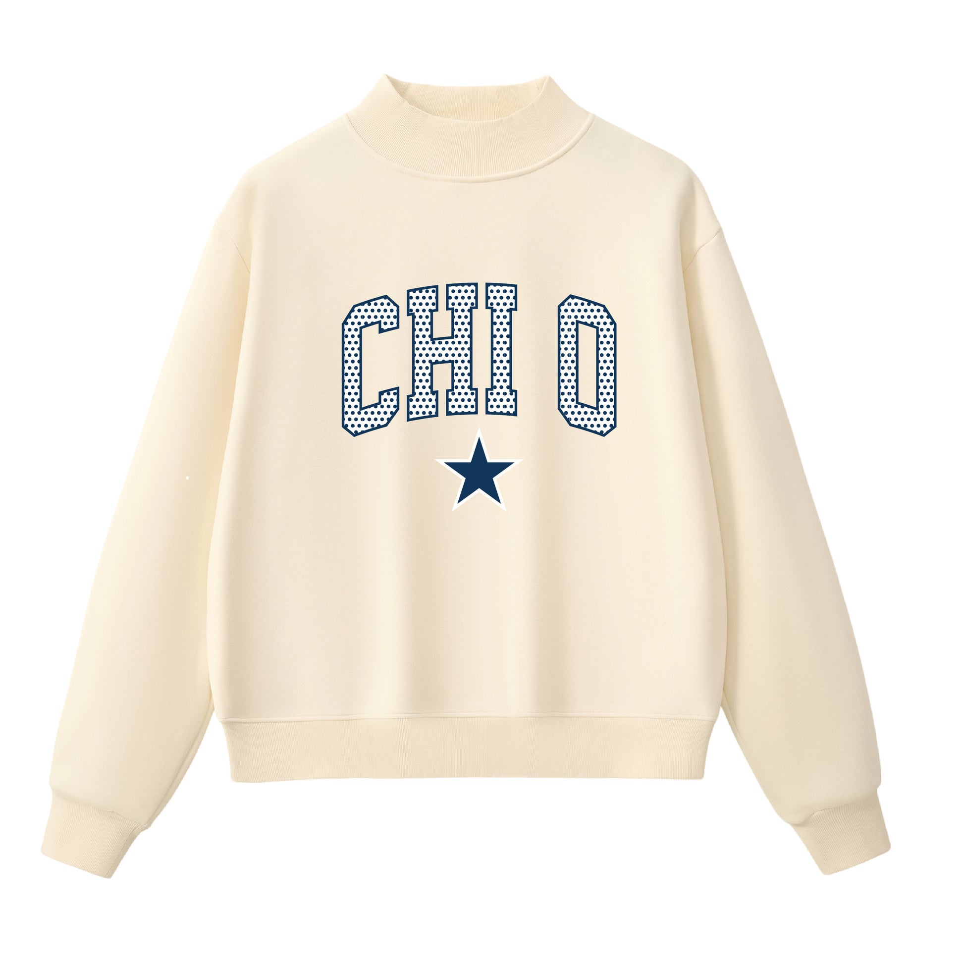 Chi O Polka Dot Mock Neck