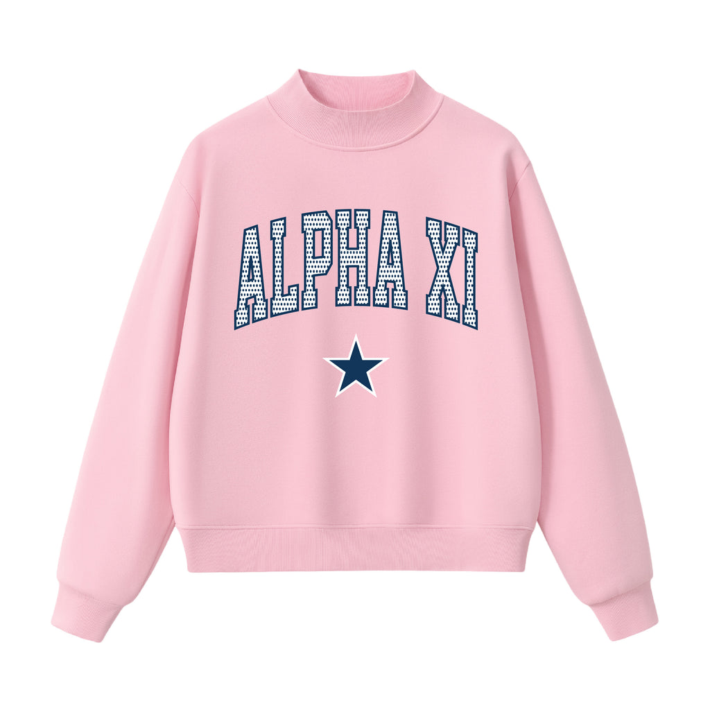 Alpha Xi Polka Dot  Mock Neck