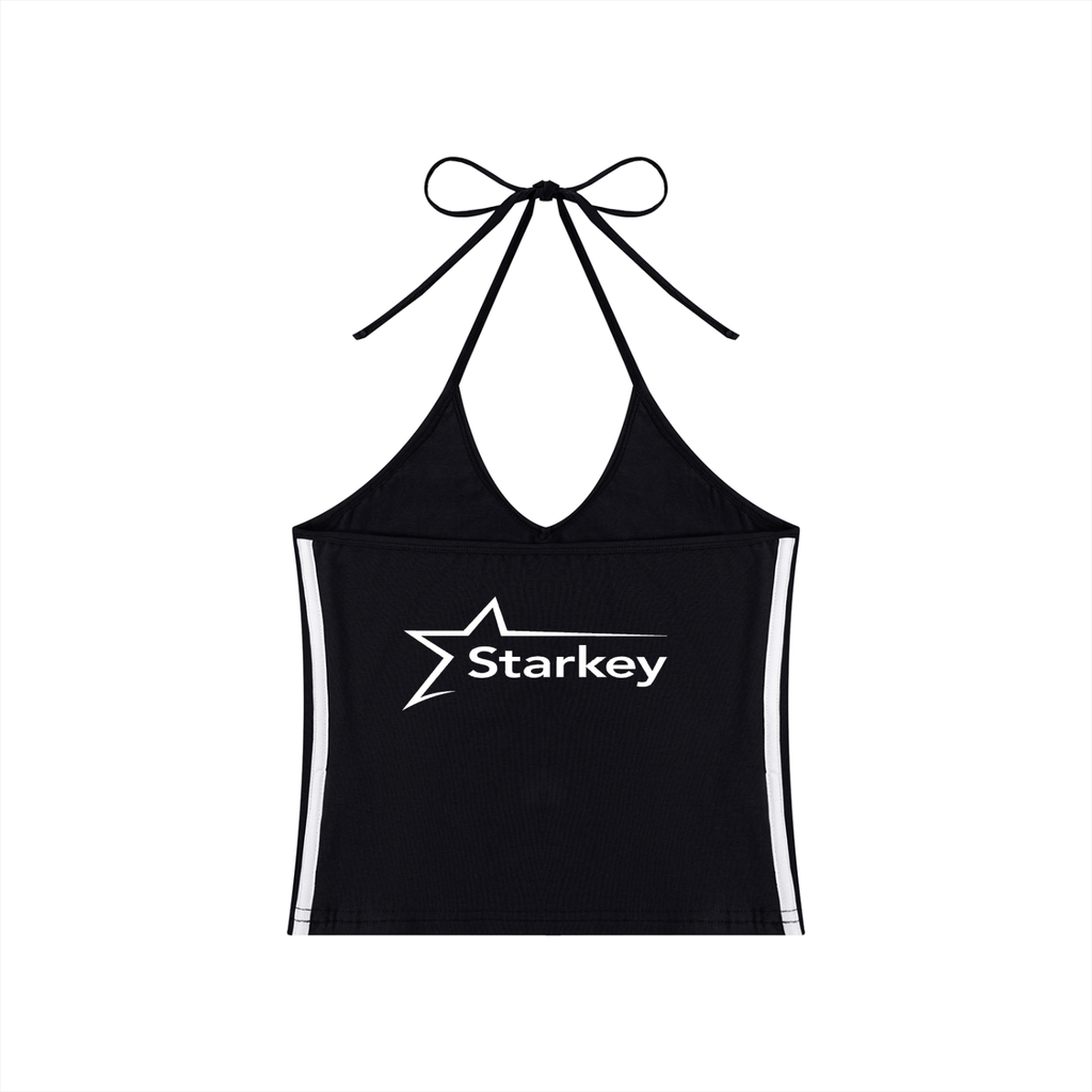 Women's Color Block Halter Crop Tank Top