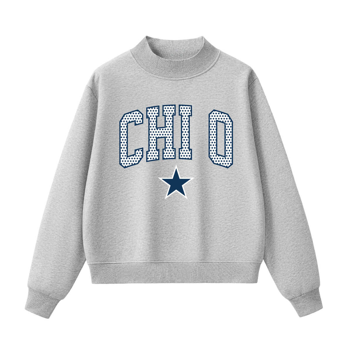 Chi Omega  Polka Dot Mock Neck
