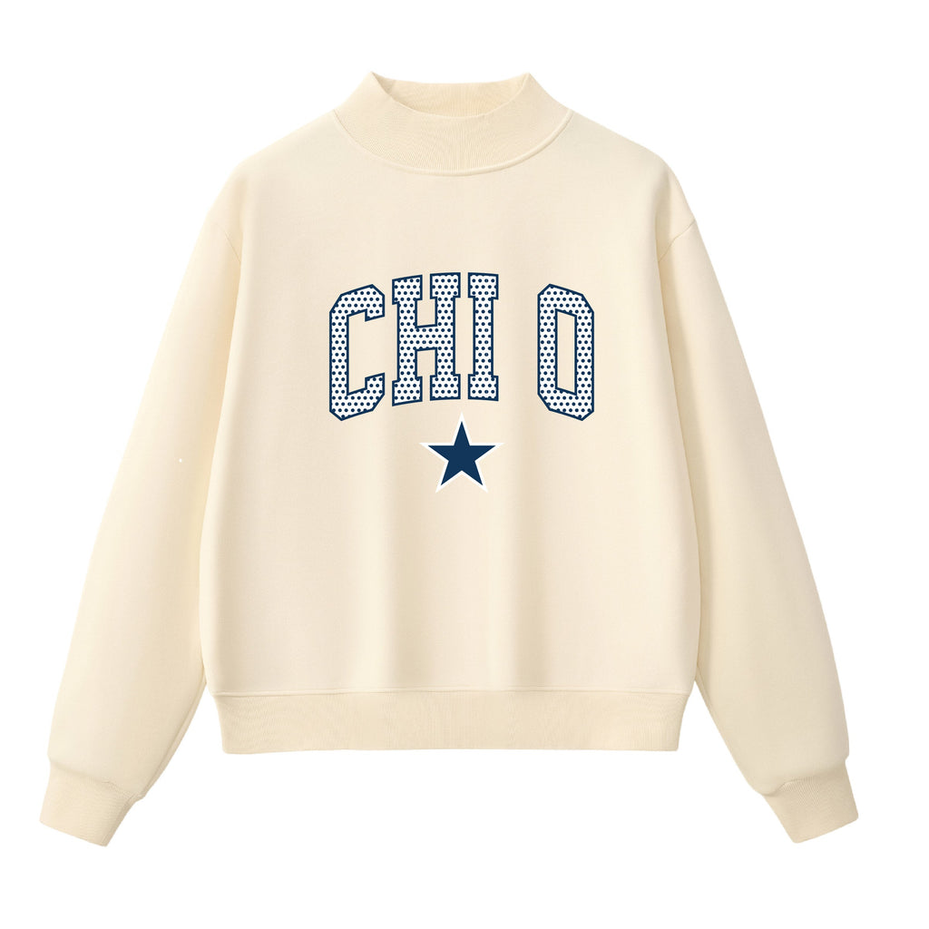 Chi O Polka Dot Mock Neck