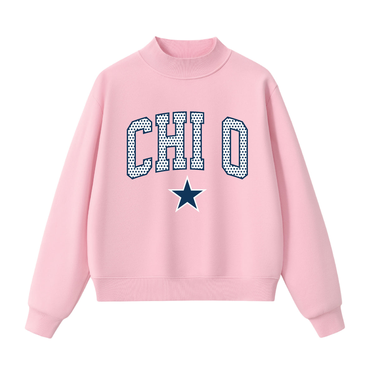 Chi Omega  Polka Dot Mock Neck