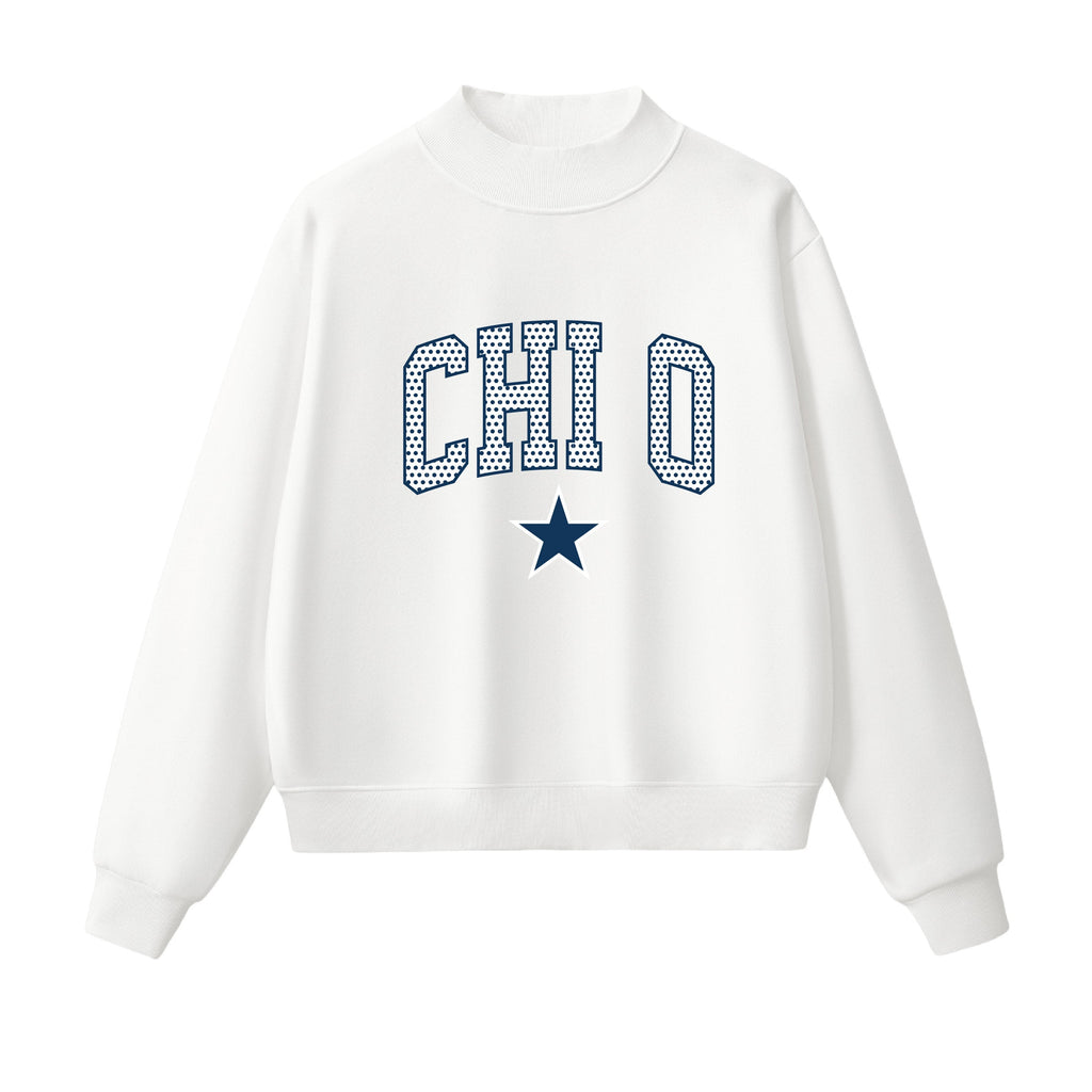 Chi O Polka Dot Mock Neck