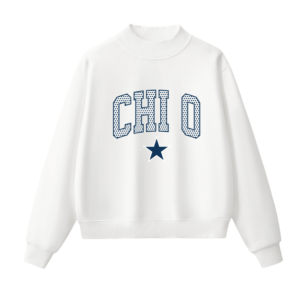 Chi O Polka Dot Mock Neck